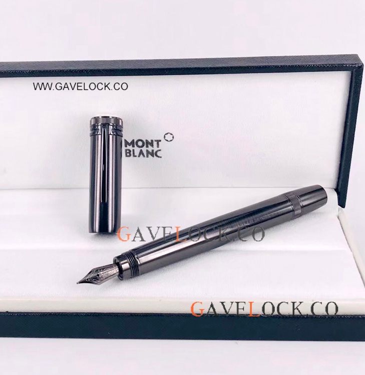 AAA Copy Mont blanc Heritage 1912 Fountain Pen Gray Barrel Black Clip